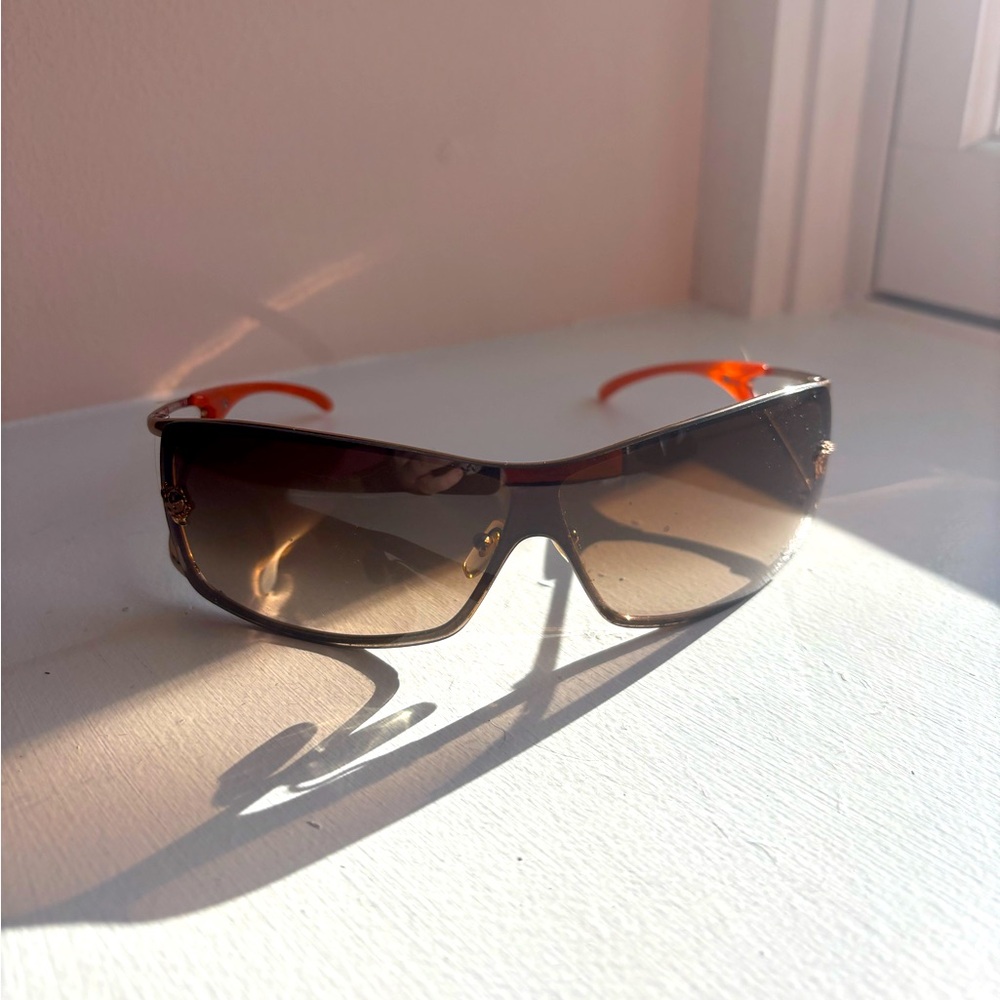 Versace Brown and Orange Gradient Sunglasses Frameless Design